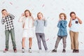 Kids pulling faces Royalty Free Stock Photo