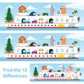 Kids puzzle ship to spot the 12 differences Royalty Free Stock Photo