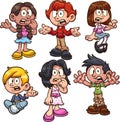 Cartoon kids talking and asking questions Royalty Free Stock Photo