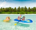 Kids in a raft Royalty Free Stock Photo