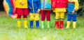 Kids in rain boots. Rubber boots for children. Royalty Free Stock Photo