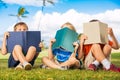 Kids Reading Books Royalty Free Stock Photo