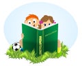 Kids reading Encyclopedia, cdr vector Royalty Free Stock Photo