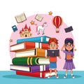 Kids reading fairy tales Royalty Free Stock Photo