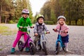 Kids ready for the first cycling competition Royalty Free Stock Photo