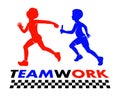 Kids Relay Race Teamwork Illustration