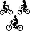 Kids riding bicycles silhouettes