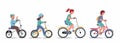 Kids riding bikes. Illustration of a group of kids biking on bicycles..Vector boys and girls Royalty Free Stock Photo