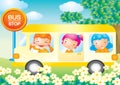 kids riding the bus. Vector illustration decorative design Royalty Free Stock Photo
