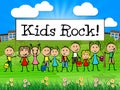 Kids Rock Banner Indicates Free Time And Child