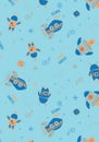 Kids rocket space robots seamless repeated pattern for t shirt