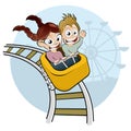 Kids on roller coaster Royalty Free Stock Photo