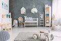 Kids room with grey wall