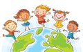 Kids round the Globe Royalty Free Stock Photo