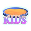 Kids round sandbox logo, cartoon style