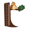 Kids Ruler With Cute Owl Sitting On Tree. Height Meter With Funny Forest Bird And Centimeter Scale. Growth Chart Royalty Free Stock Photo