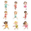 Kids In Running Competition Set Royalty Free Stock Photo