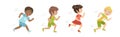 Kids Running Marathon Participate in Sport Competition Vector Set Royalty Free Stock Photo