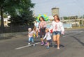 Kids running with moms