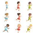 Kids Running Set Royalty Free Stock Photo