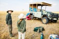 Kids on safari game drive Royalty Free Stock Photo