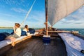 Kids sailing on dhow Royalty Free Stock Photo