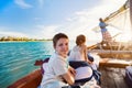 Kids sailing in dhow Royalty Free Stock Photo