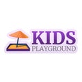 Kids sandbox umbrella logo, cartoon style