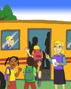 Kids on the school bus illustration Royalty Free Stock Photo