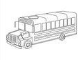 Kids school bus outline isometric 3d view grungy line art illustration. Royalty Free Stock Photo