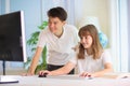 Kids in school class. Teenager boy and girl study Royalty Free Stock Photo