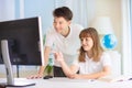 Kids in school class. Teenager boy and girl study Royalty Free Stock Photo