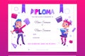 Kids school diploma happy children with books