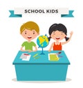 Kids school geography lessons illustration