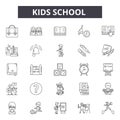 Kids school line icons, signs, vector set, outline illustration concept