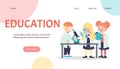 Kids science education website or landing page, flat vector illustration.