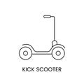 Kids scooter for outdoor activities line icon in vector, illustration for kids online store.