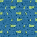 Kids seamless crocodile pattern for fabrics and textiles and packaging and gifts and cards and linens and wrapping paper