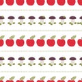 Kids seamless pattern, applique, patchwork, apples, mushrooms Royalty Free Stock Photo