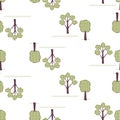 Kids seamless pattern, applique, trees