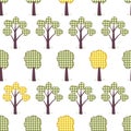 Kids seamless pattern, applique, trees, grass copy Royalty Free Stock Photo