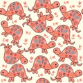 Kids seamless pattern with funny turtles and seamless pattern in