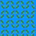 Kids seamless pattern with green cartoon dragon