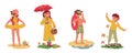 Kids Seasonal Activities, Boys And Girls Characters Relax On Beach with Inflatable Ring and Toys at Summer, Mushrooming