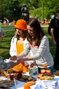 Kids selling at market - Koninginnedag 2011 Royalty Free Stock Photo