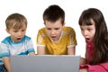 Kids Shocked by Something on Computer Royalty Free Stock Photo