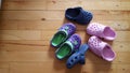 Kids shoes and slippers Royalty Free Stock Photo