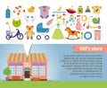 Kids shop. Childrens clothing and toys Royalty Free Stock Photo