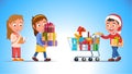 Kids shopping winter holiday presents Royalty Free Stock Photo