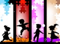 Kids silhouettes Royalty Free Stock Photo